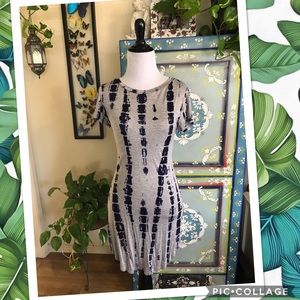 Tie-Dye Grey & Navy Bodycon Dress